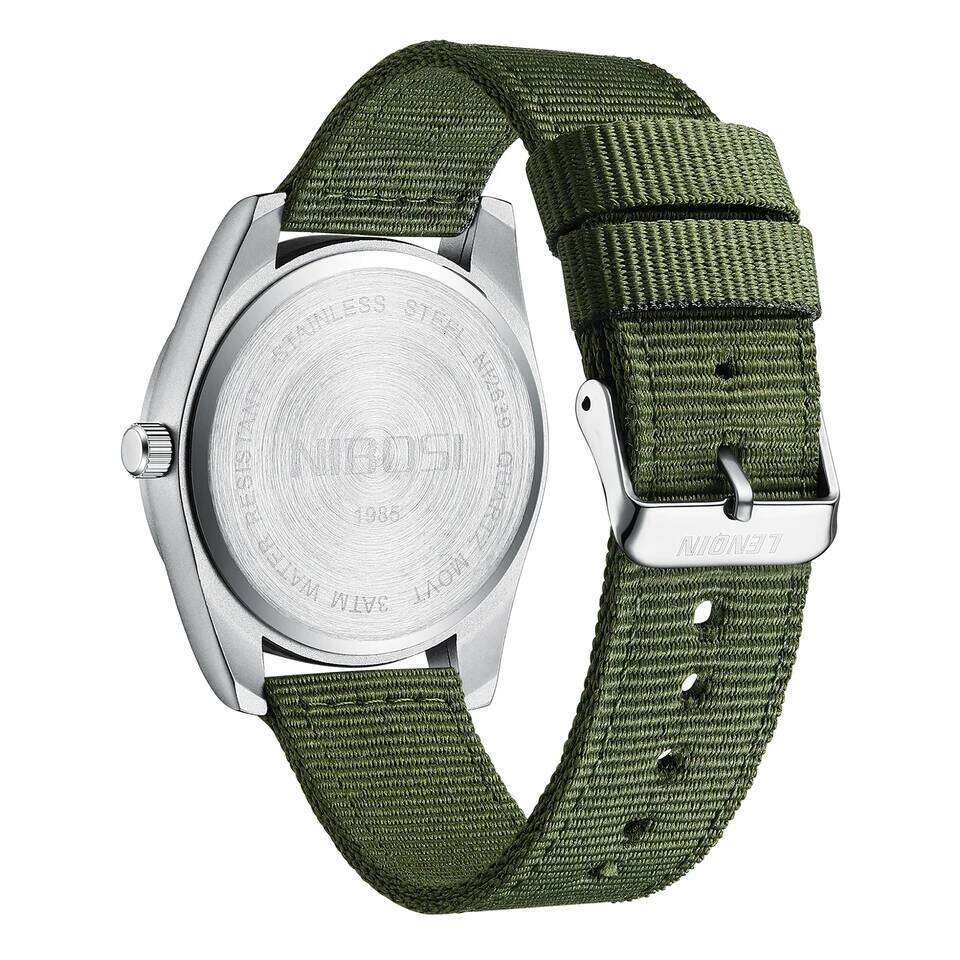 NIBOSI Mens Analog Military Watch with Calendar Luminous Dial Green Nylon Strap Waterproof Men's Wrist Watches Vintage