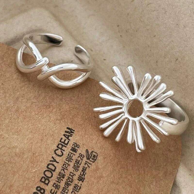 925 Sterling Silver Finger Rings for Women Shinning Big Flower Handmade Minimalist Ring Party Jewelry Gift Prevent Allergy H260312