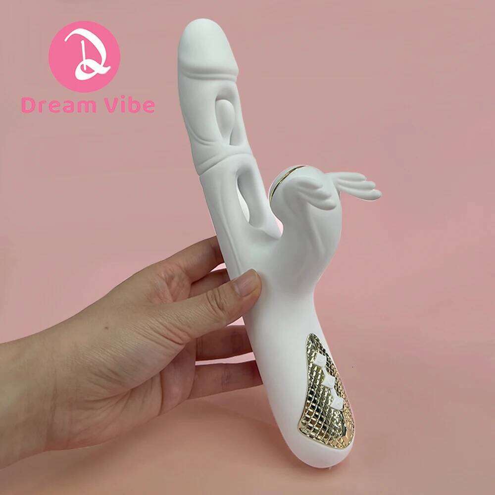 White Dargon 3 in 1 Rabbit Vibrator Heating Dual Flapping Suction Vibration Pleasur Intimate Sex Toy Women Penetration Deep Love Z260312