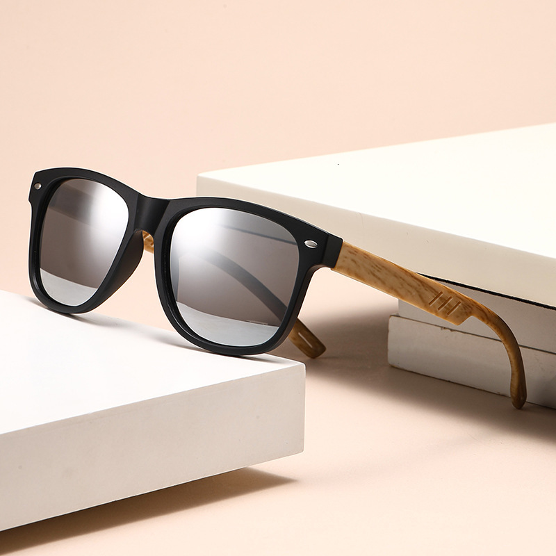 retro leg for men, square wooden sunglasses, new spring-legged color-coated men's sunglasses