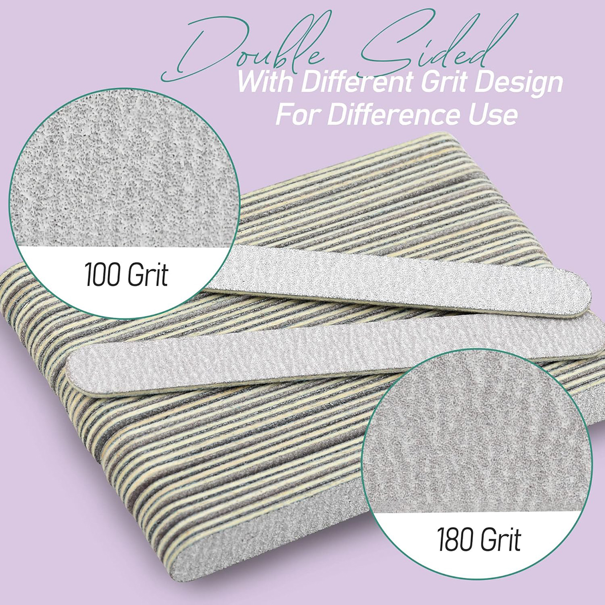 4 Colors Disposable Wooden Nail File 80/100/180 Grit-500Pcs