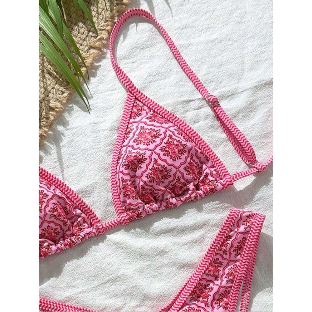 XS - L Floral Print Brazilian Women Swimwear Female Swimsuit Two-pieces Bikini Set Bather Bathing Suit Swim Beachwear Y260303