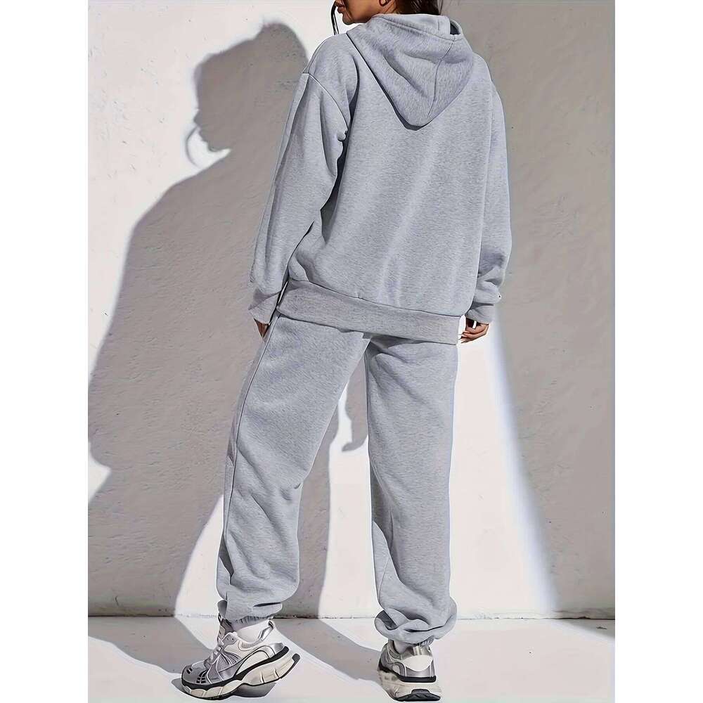women Hoodies+sweatpant set Hip Hop Street Casual Printed Hoodie Oversize Loose New Sweatshirts Autumn Warm Fleece Clothing C260312