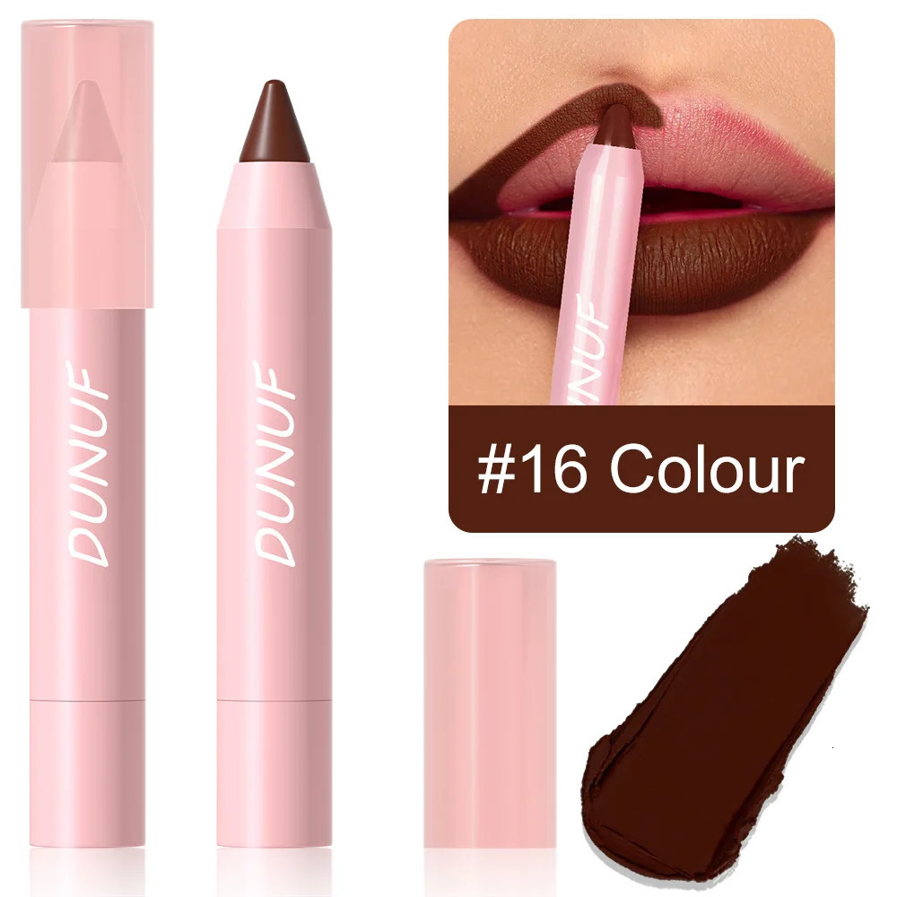 DUNUF Lipstick Pencil Waterproof Sexy Red Nude Purple Matte Tint Lipstick Lasting Lip liner Pen Longlasting Makeup Cosmetic 260305