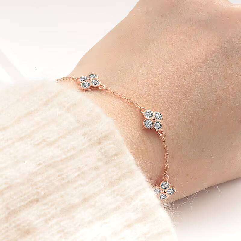 VANA New Thin Chain S Sier Jewelry Four-Leaf Clover Charm Designer Bracelet for Women