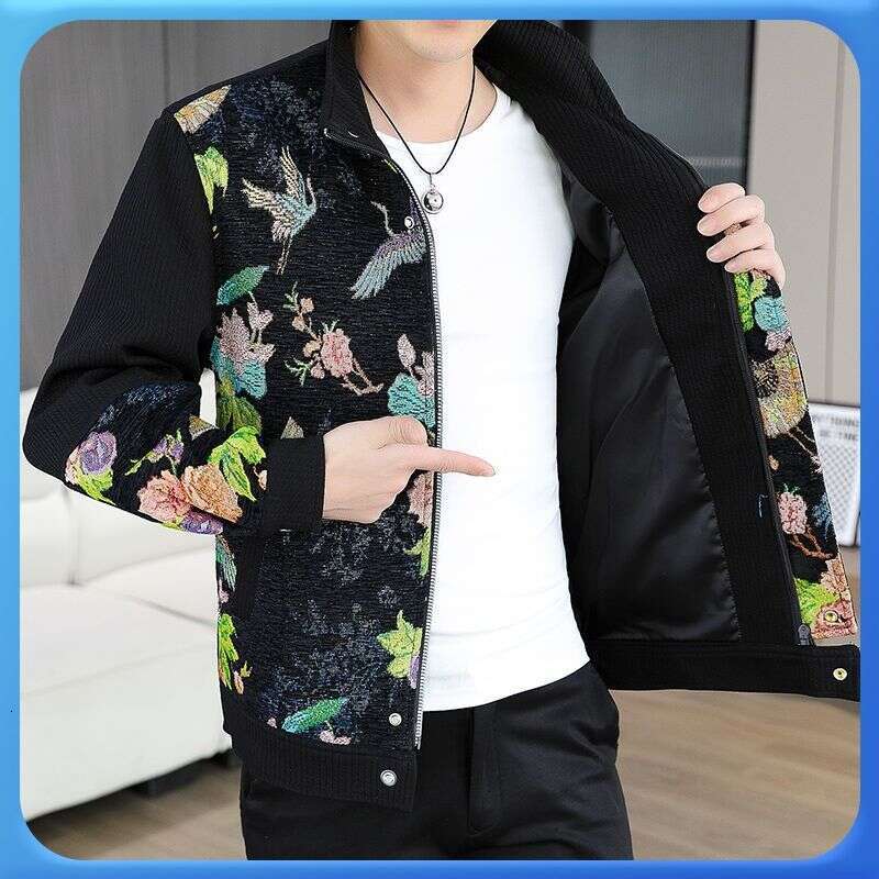 Teenager's Spring Autumn Embroidered In Coarse Cloth, Chinese Style With Magpie And Tree Branch Designs, Workwear Style, Fashionable Casual Jacke
