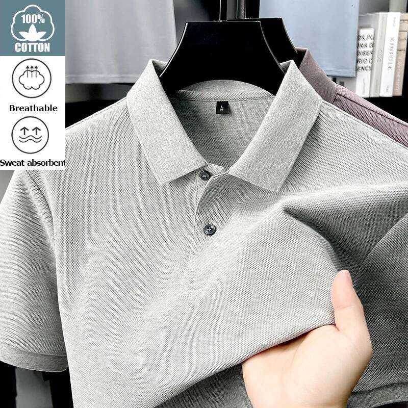 Men's 100% Cotton Polo Shirt - Summer Casual Breathable Tee,19 Colors,Ideal for and Sports,Business Casual,Silk-Like Finish 26H0312