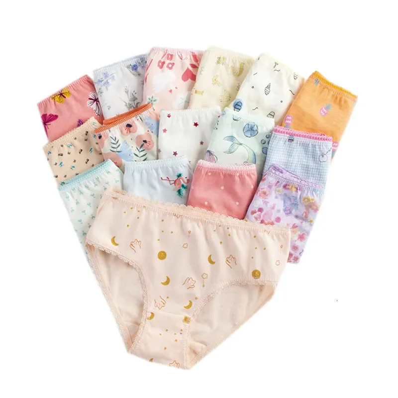 12 PcsLot Cotton Girls Briefs Underwear Kids Chirdren Panties 112years 260311