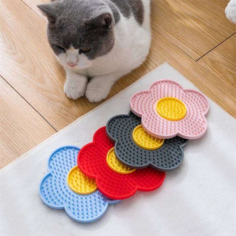 Supplies Cat Pad Sun Flower Shape Silicone Dog Plate Cute Pet Slow Licking Mat dog cat bowl 26Y0312