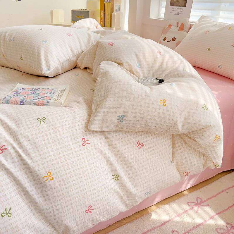 Adorable Minimalist 100% Cotton Duvet Cover Set with Pillowcases - Single or Double Bed Sizes, Add Touch of Cuteness to Bedroom H260312