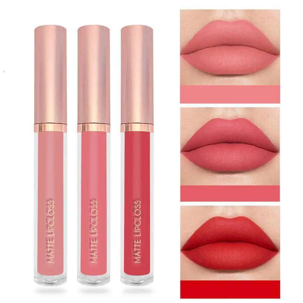 3pcs/set Nude Gloss Matte Velvet Waterproof Long-lasting Liquid Lipstick Women Moist Lip Tint Non-Stick W260311