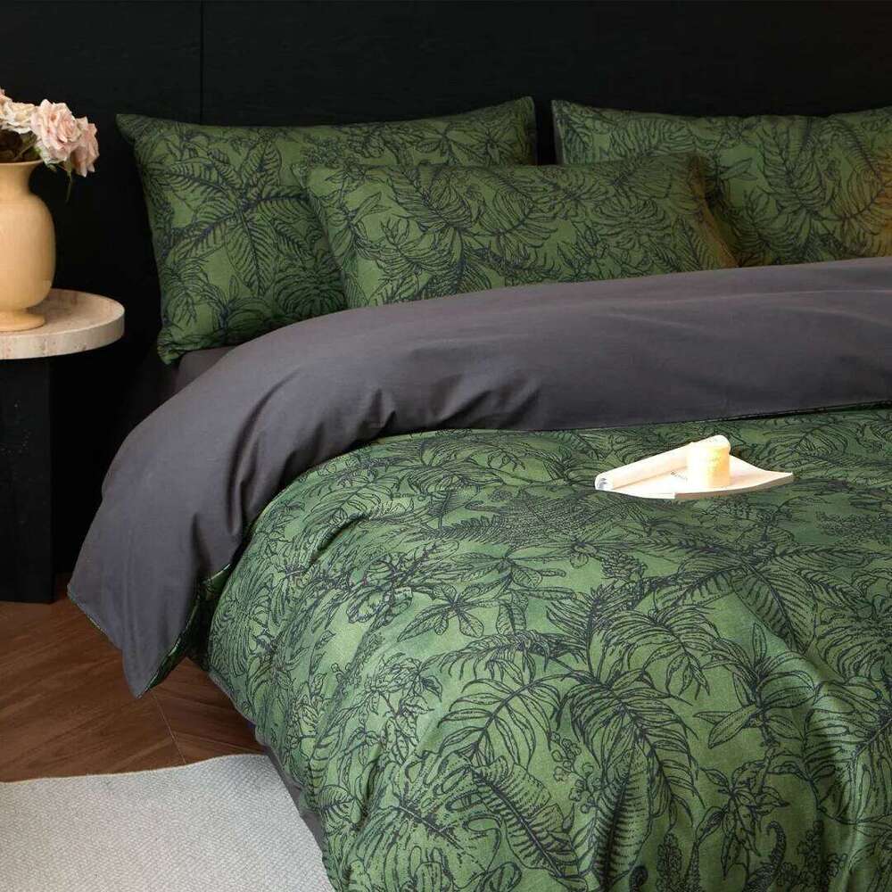 Linen Sheets French-style Retro Pure Cotton Brushed Four-piece Set Bedding Bed Sheet Green Duvet Cover H260312