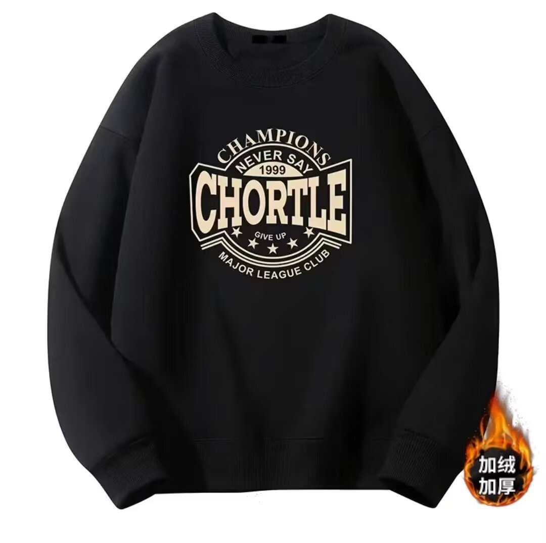 Retro Style Men's Sweatshirt Trendy Designer Hoodie Brand Loose Casual Jacket Autumn And Winter Fleece-lined With Stylish Letter Print