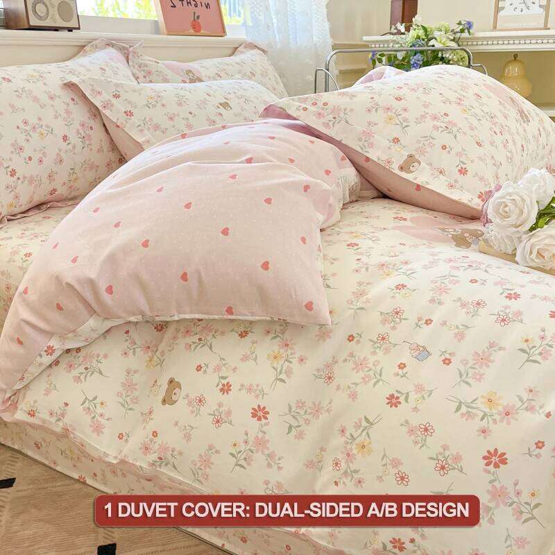 Bedding 100% Cotton Set 3pcs Twin/Full Cartoon Print | Hypoallergenic, 1 Duvet Cover 2 Pillowcases, No Shrink H260312