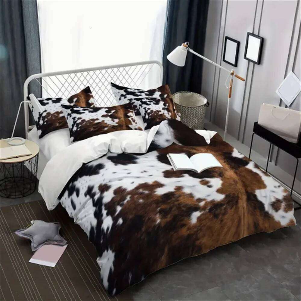 2/3pcs Ultra-Soft Cow Pattern Set - Plush Comfort for Bedroom Guest Room with 1 Duvet Cover and 1/2 Pillowcase H260312