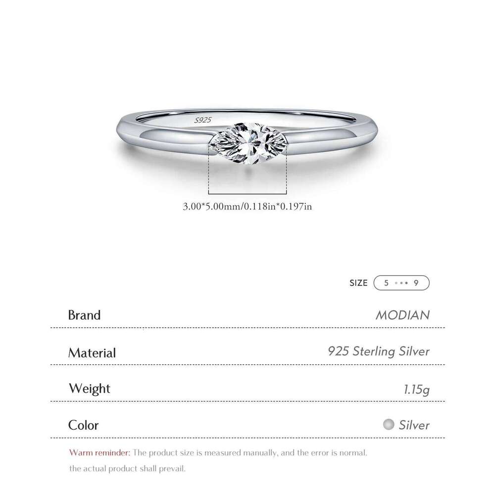 MODIAN 925 Sterling Silver Simple Marquise Cut Cubic Zirconia Fashion Rings For Women Classic Wedding Statement Fine Jewelry H260312
