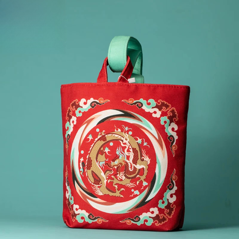 Bestseller Research Institute Dunhuang Motif Ceiling Dragon Pattern Velvet Bag Museum Cultural and Creative Handbag Birthday New Year's Gift ddmy