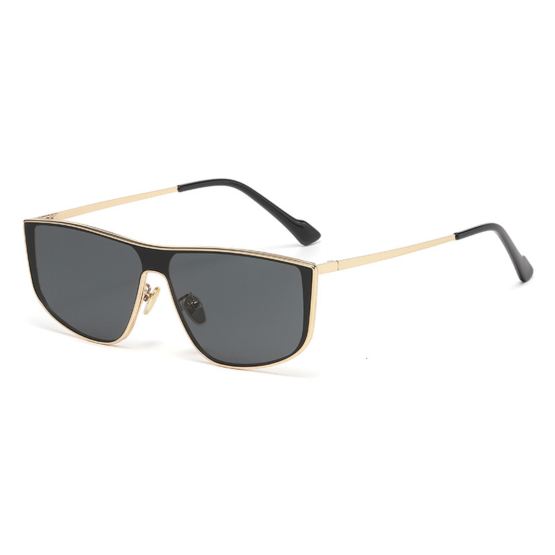 Metal Old Money Style Silver-Edged One-Piece for Women, Trendy Round Face Slimming High-End Mesh Large Frame Sunglasses
