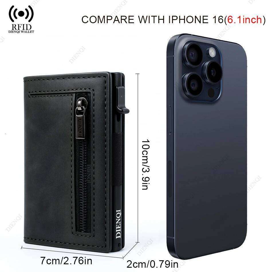 Anti-theft Credit Card Holder Rfid Blocking Aluminum Leather Pop Up Minimalist Wallet Cardholder Wallets for Men