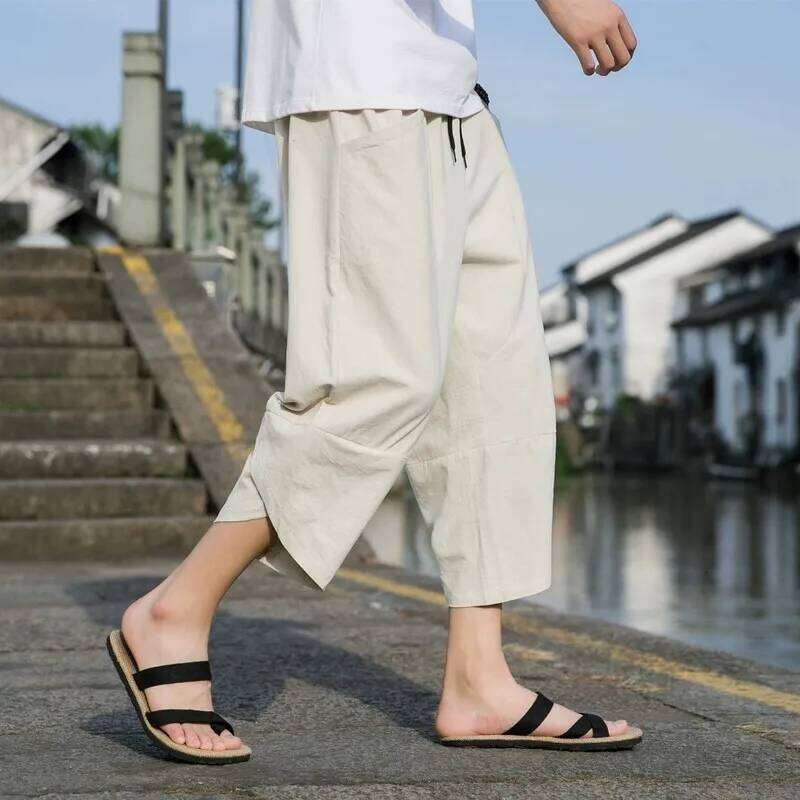 FGKKS 2024 Outdoor Solid Color Slim-Fit Large Pocket Nine-Point High Quality Casual Pants For Men