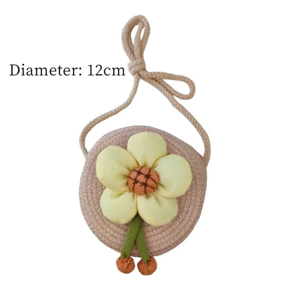 Handmade Summer Children Girls Shoulder Bag Flower Straw Baby Bags Messenger Kids Keys Coin Purse Cute Princess Mini Handbag 260311