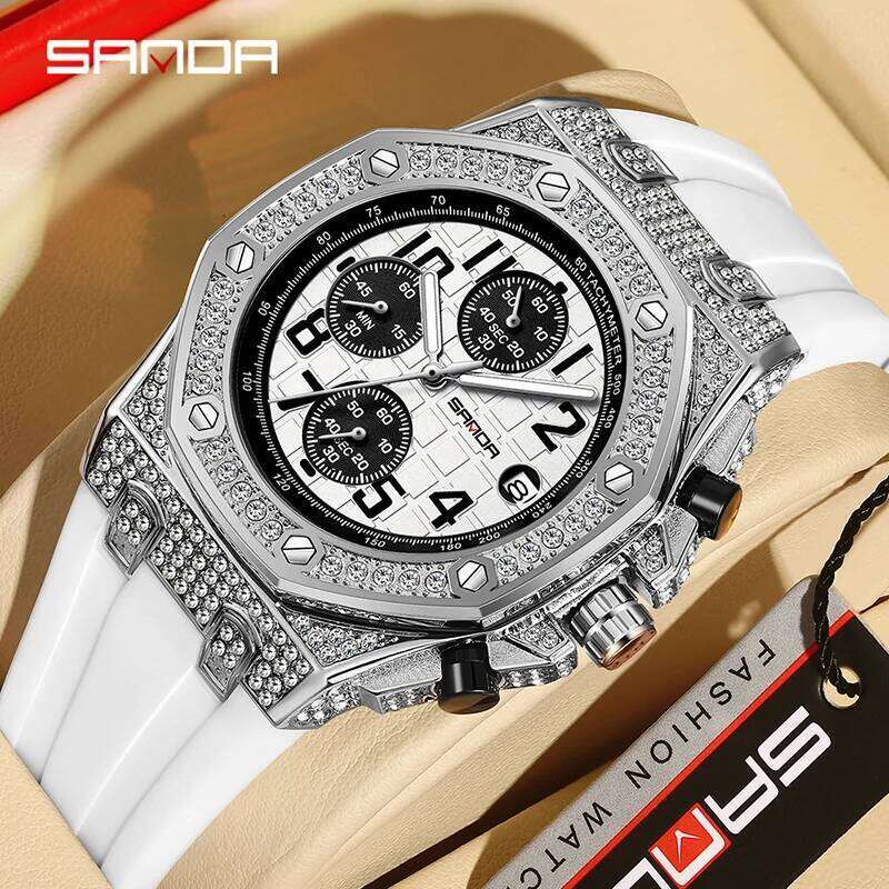 SANDA New 7026 Quartz With Three Eyes And Six Pins Diamond Inlaid Calendar Dial Luminous Waterproof Men's Watch 2025