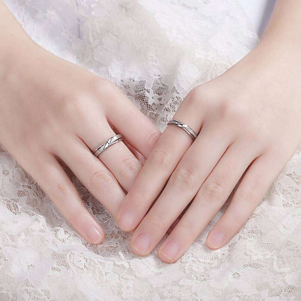 1 Pair Copper Plated Platinum Adjustable Frosting Twist Couple Ring Men Women Overlap Opening Finger Jewelry Deop Shipping W260311