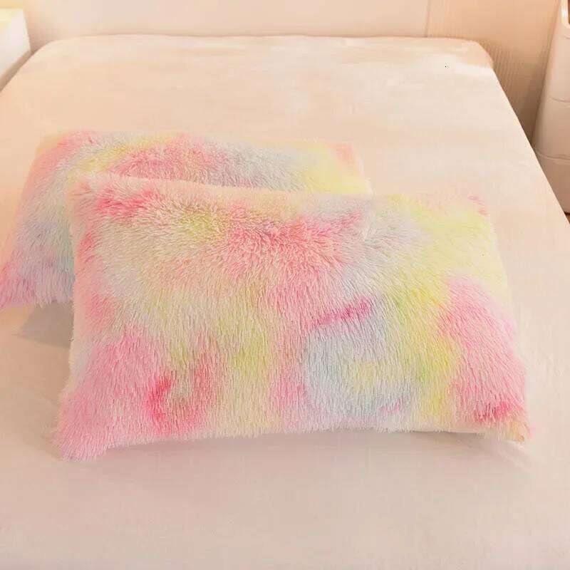 1pc Extra large bedding seasonal plush 4-piece set soft and thick down duvet cover velvet bed sheet rainbow style H260312