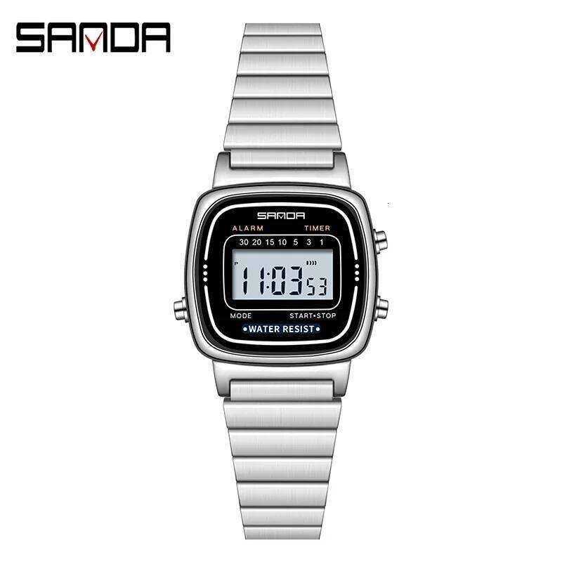 SANDA 6053 Luxury Digital Watch for Women Elegant Waterproof Sports LED Display Womens Wristwatches Clock Relojes Para Mujer