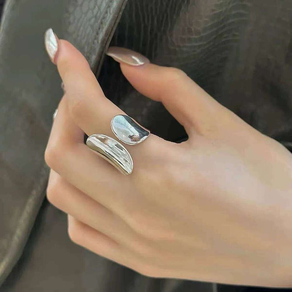 925 Sterling Silver Rings For Women Simple Vintage Handmade Adjustable Finger Big Shinning Ring Fashion Band Female Bijoux Gift H260312