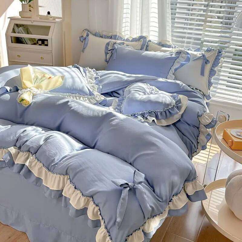 Four Seasons Universal Cotton Bedding Suit Cute Princess Style Household High-end Bed Sheet Quilt Cover Pillowcase 4 Piece Set H260312