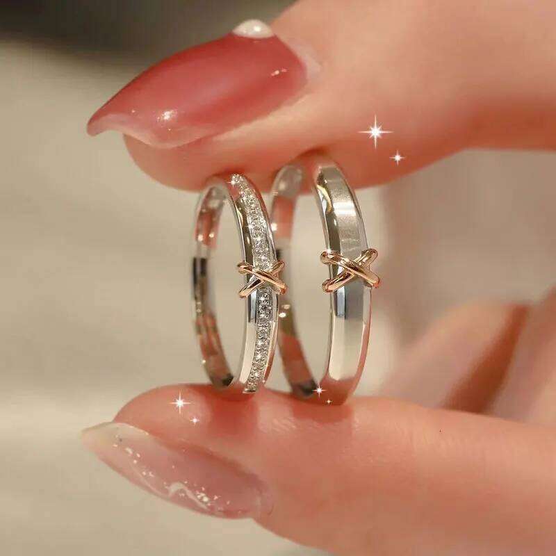 New Trendy Luxury Couple Rings for Women Men Dazzling Square Zirconia Delicate Ring Wedding Valentine's Day Romantic Jewelry W260311