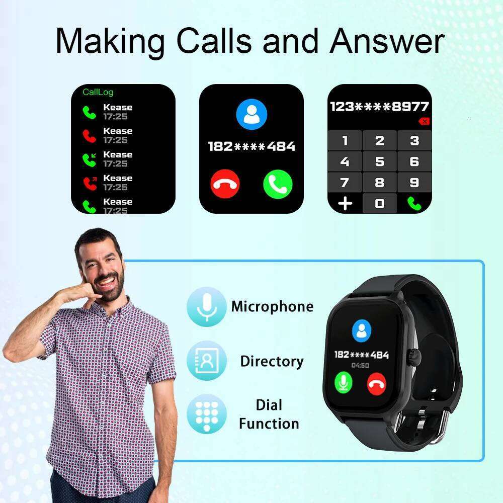 LAXASFIT New Smart 2.01-inch HD Full Touchscreen Sports Fitness Watch Bluetooth Call Smartwatch Men Women Holiday Gift