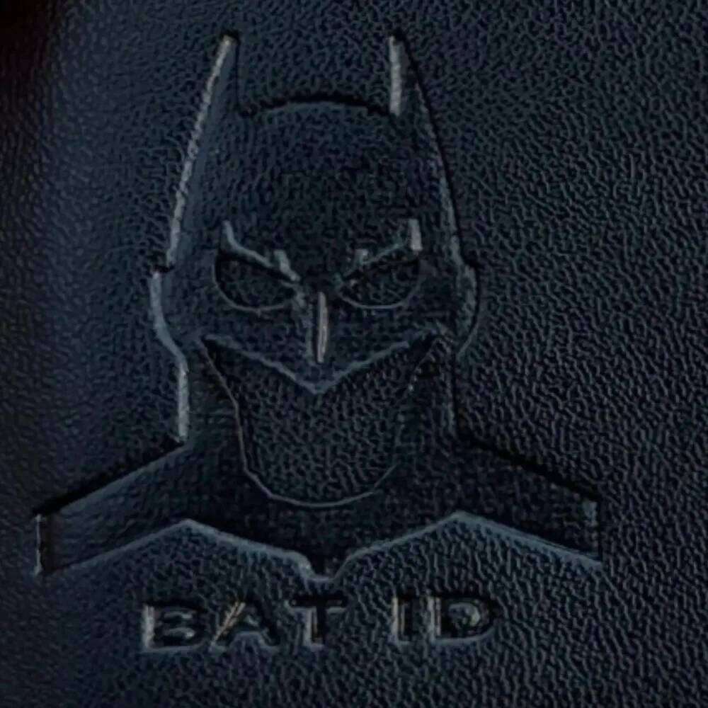 Bat ID Slim Leather Card Holder Case Wallet With Super Hero Mask Gift For Dad Son Boyfriend Husband Anniversary Birthday