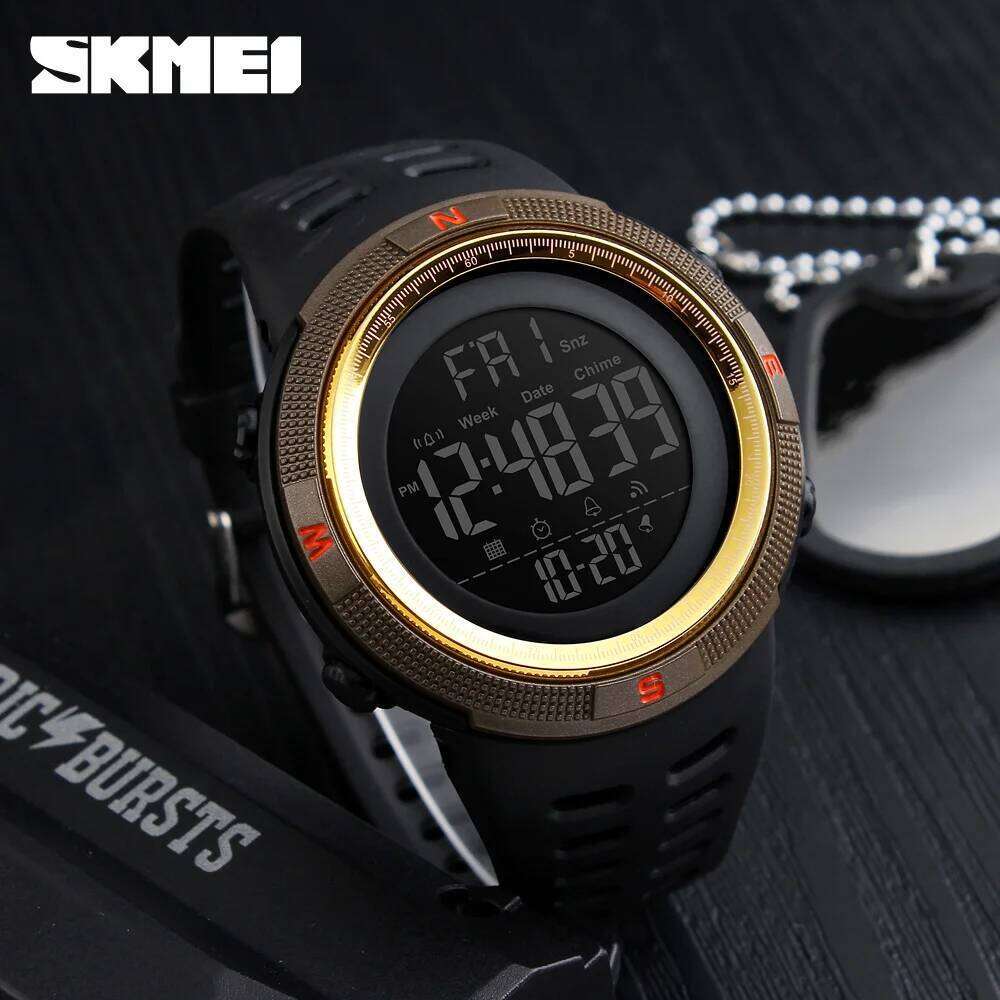 SKMEI 1251 Sports Digital Watch for Men Waterproof Military Electronic Student Mens Wristwatches Alarm Clock 1560 Reloj Hombre