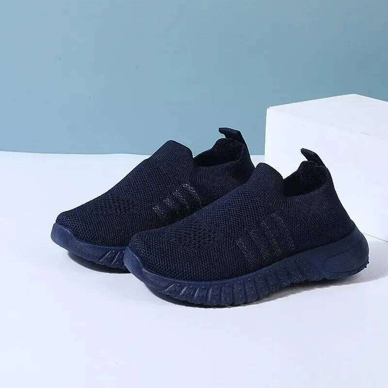 Solid Color Breathable Knitted Sports For Children Aged 1-8 Slip-on Casual Shoes Cross-border Explosion Style H260312