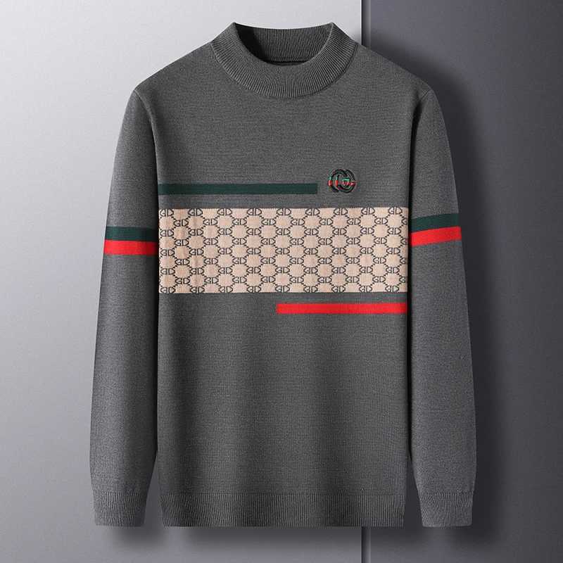 New Round Neck Slim Fit Mens Sweater for Autumn and Winter Korean Style Trendy and Casual Long Sleeved Knitted Base Sweater M260312