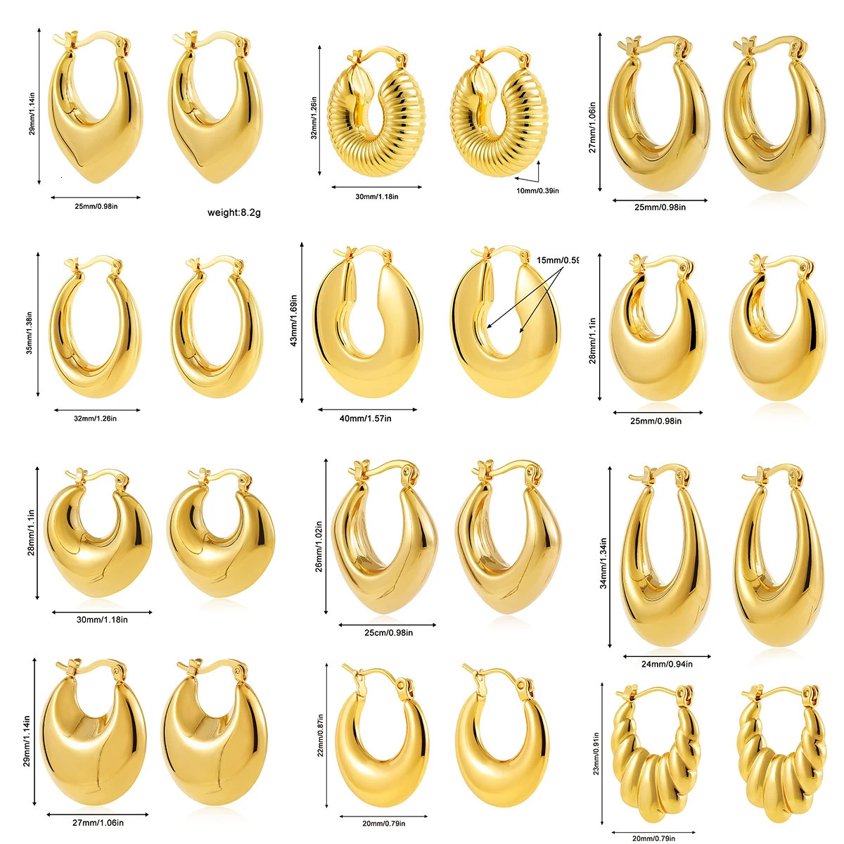 Fashion Glossy Stainless Steel y Hoop Earrings for Women Gold Plated Thick Texture Geometric Circle Earring Vintage Jewelry 260309