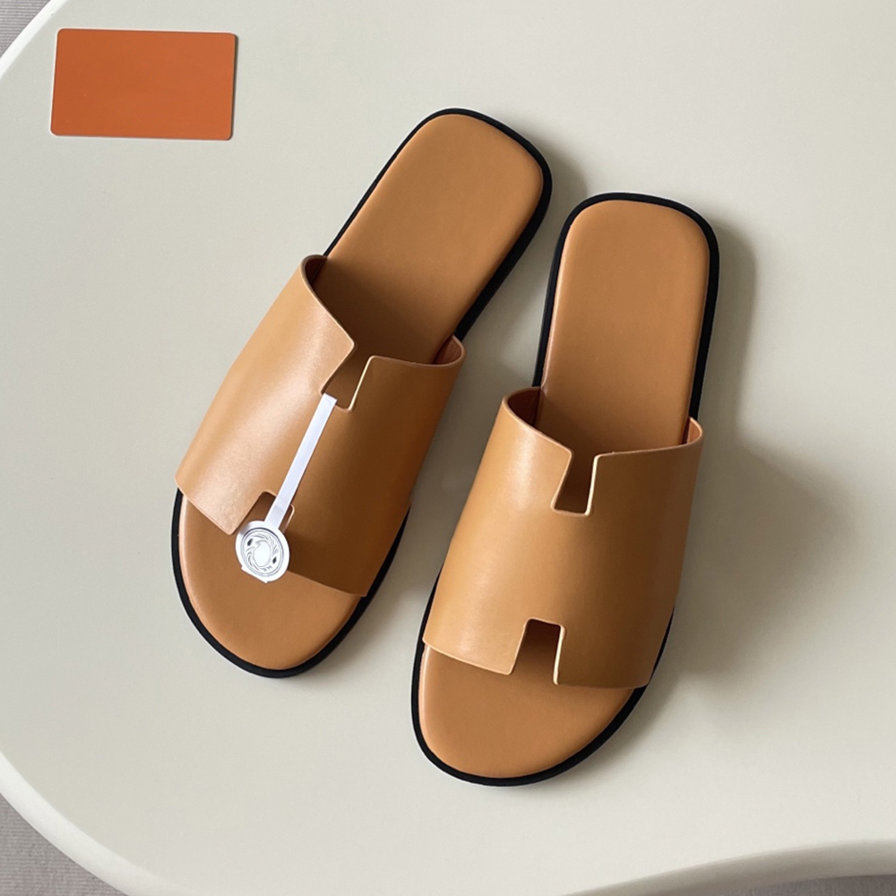 Mens slides designer sandals men slippers luxury mules leather calfskin sandals summer lazy large fashion man home beach casual sliders brown black