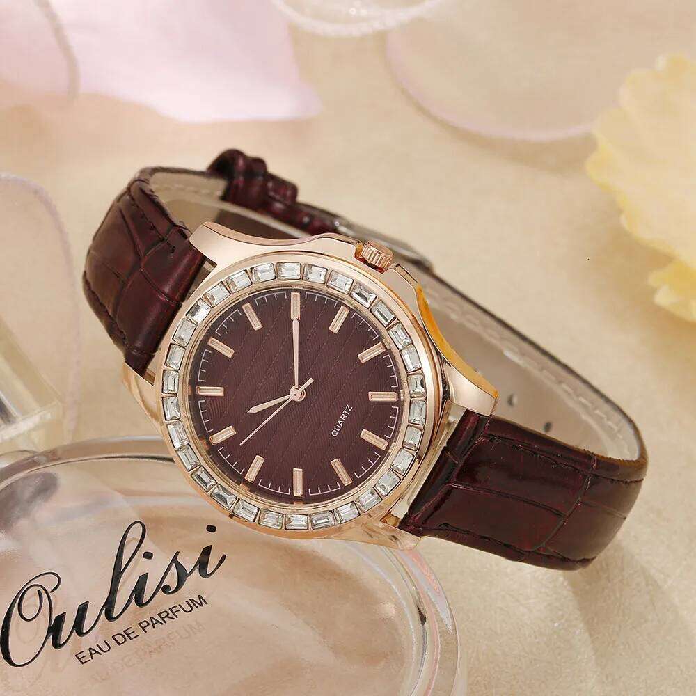 Luxury Large Dial Ladies Branded Diamond Set Quartz Watch Fashion 2025 New Simple Leather Women's Clock Dress Watches