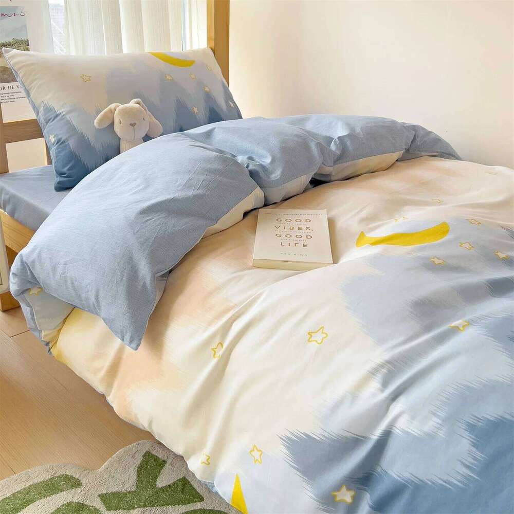 K pop Style Back-to-School Pink Bedding Set Twin Full Queen Size Girls Floral Bed Flat Sheet Pillowcase Kawaii Home Textile H260312