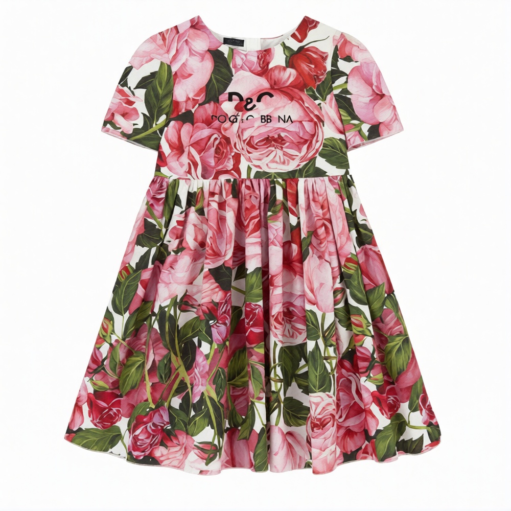 kids designer Children's skirts spring summer luxury girls full printed short-sleeved dresses baby skirts Princess Dress Girl's Dresses
