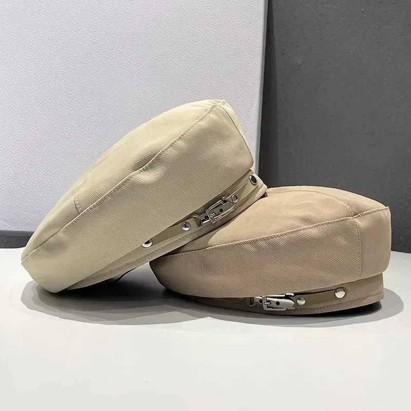 Korean Spring and Autumn Beret Womens Metal Buckle Beret British Retro Painters Hat Elegant Accessory Fashion DESIGNERS Caps H260312 - view 7