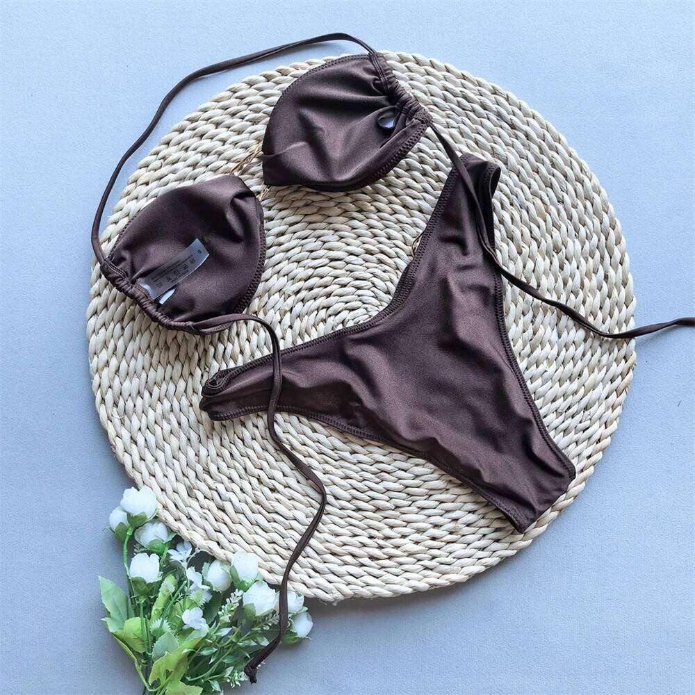 Para Praia Irregular Metal Ring Bikini Set 2025 Push Up Women Swimsuit Split Swimwear Summer Brazilian Beachwear Y260303