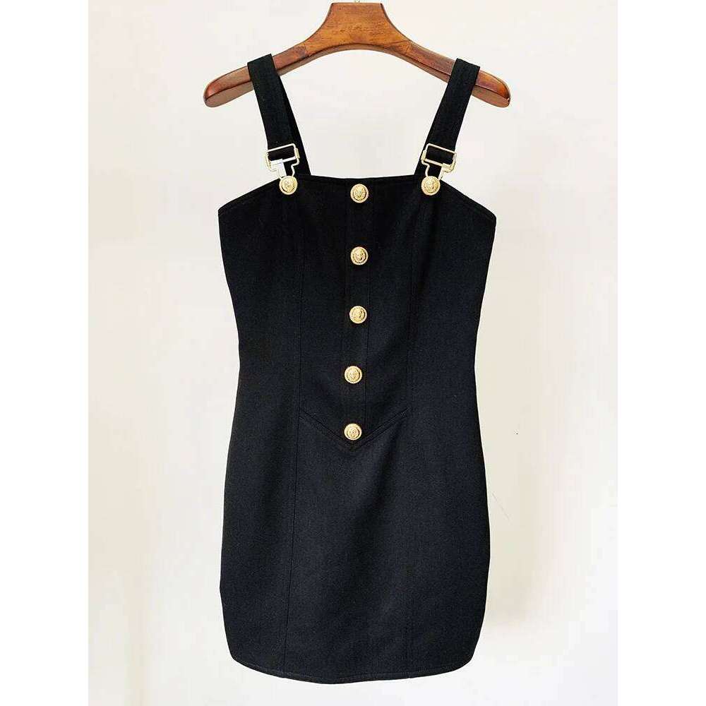 HIGH STREET Newest 2026 Summer Fashion Star Style Designer Women's Lion Buttons Pinafore Dress C260312