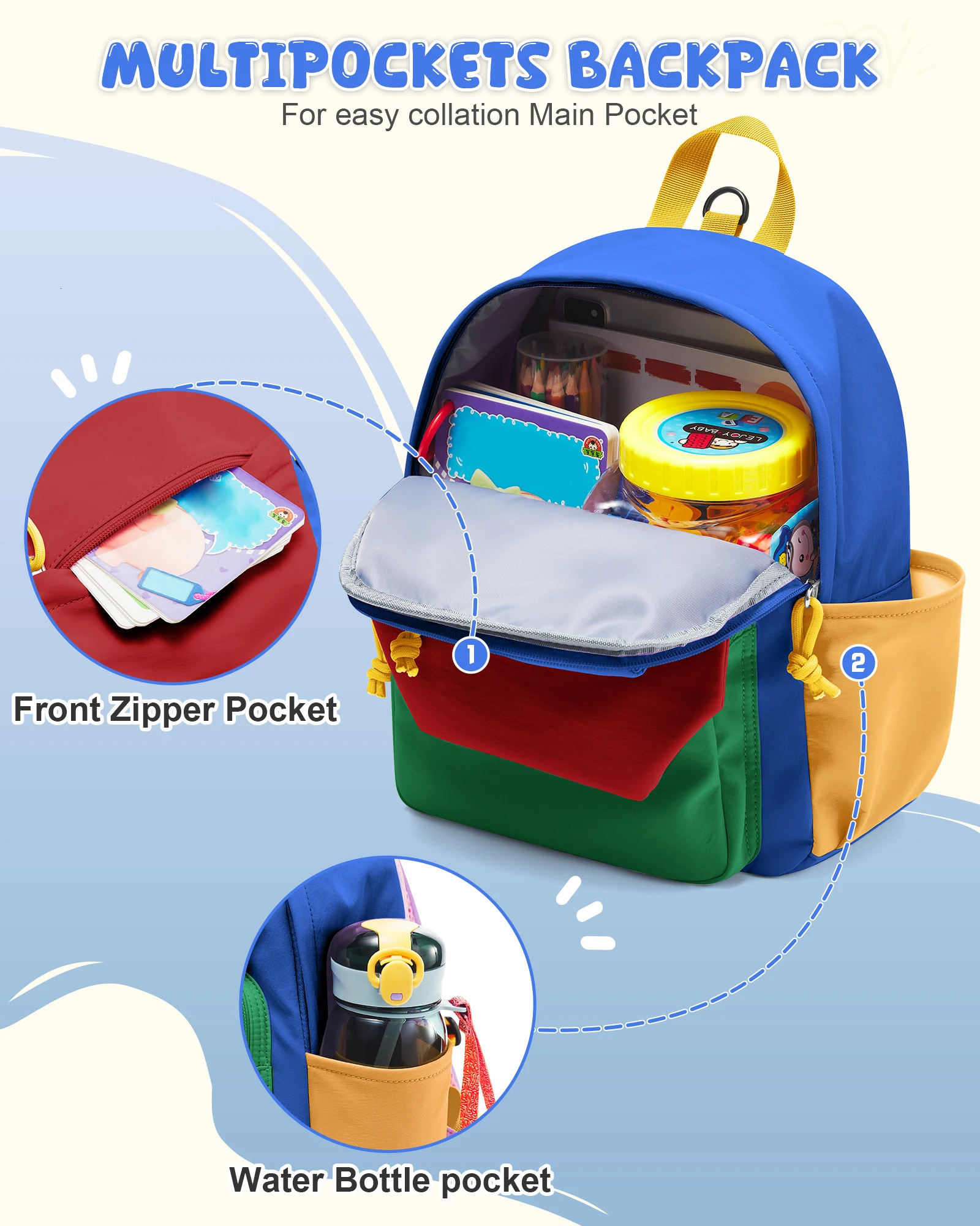 Cute Backpack for Boys Girls Lightweight Waterproof School Bag Perfect Daycare Preschool Kindergarten Hiking Travel 260311