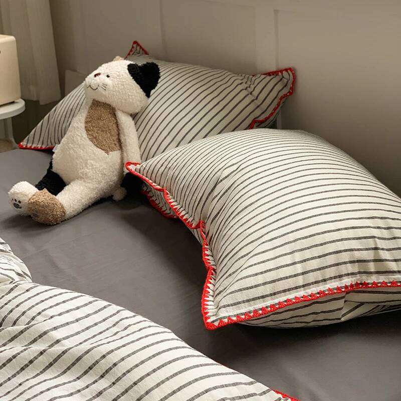 100% Cotton Stripe Bedding Duvet Set with Pillowcase housse de couette Quilt Cover set King Size H260312