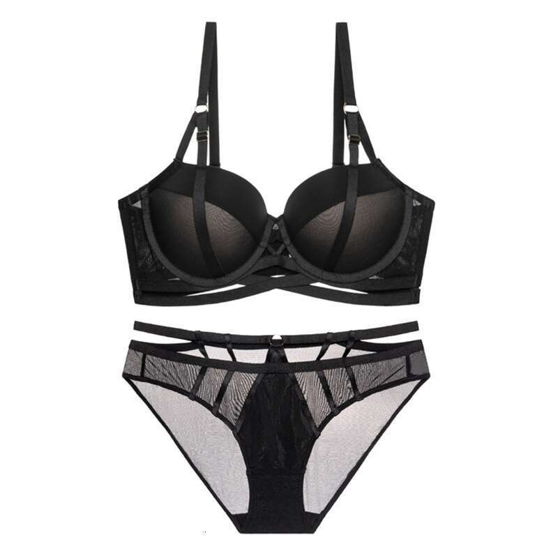 Women Modern Structured Bra Set with Criss-Cross Straps and Matching Panty Elegant Underwire Lingerie for Everyday Wear or Light Activity
