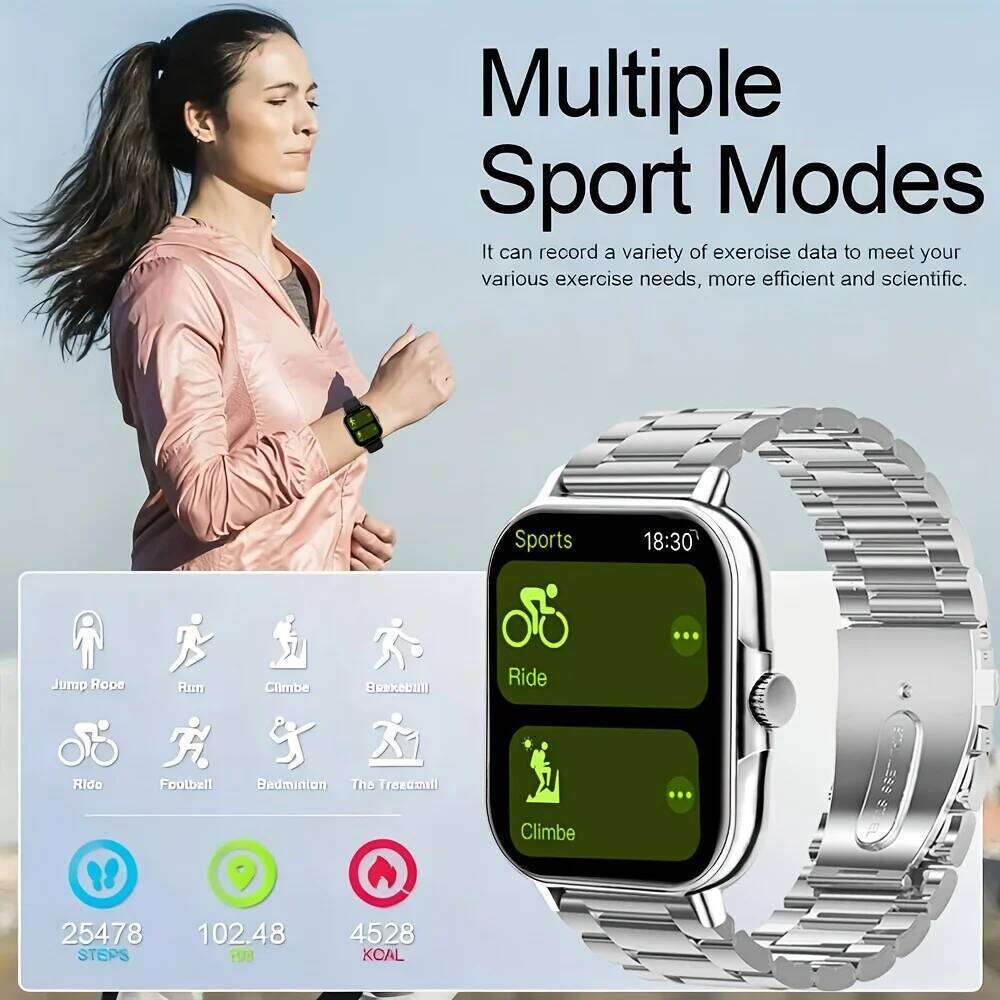 LAXASFIT New Smart Voice Assistant Fitness Band with Call/Text Alerts Multiple Exercise Modes Smartwatch Weather