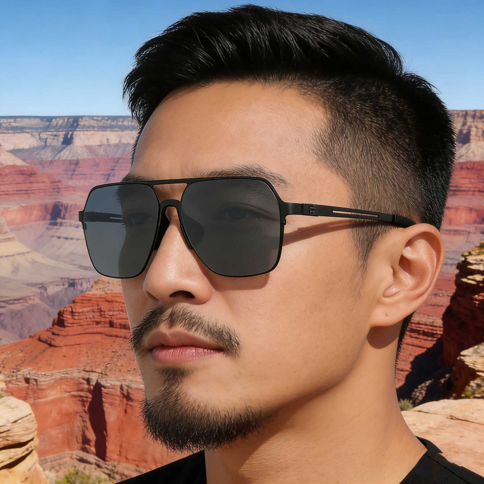 2026 New Fashion Square Frame Nylon Polarized Retro Double-Beam Simple Sun Protection Sunglasses for Men,